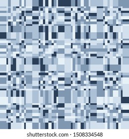 Seamless camouflage with checkered structure. Blue shades.
