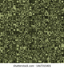 Seamless camouflage with checkered structure. Small parts. Green jungle.