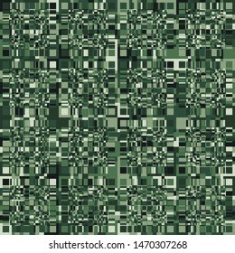Seamless camouflage with checkered structure. Small parts. Green jungle.