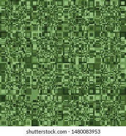 Seamless camouflage with checkered structure. Small parts. Green jungle.