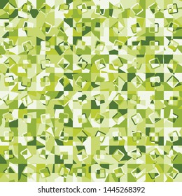 Seamless camouflage colors of green forest. Broken pixels with contour squares. Fashionable texture.