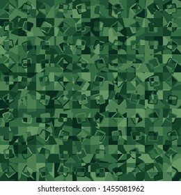 Seamless camouflage colors of green forest. Broken pixels with contour squares. Fashionable texture.