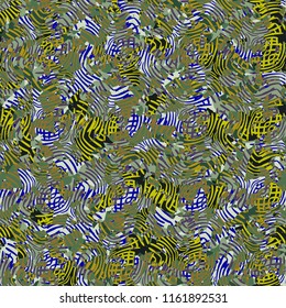 Seamless camouflage colors of the jungle with a dense network of curved lines.