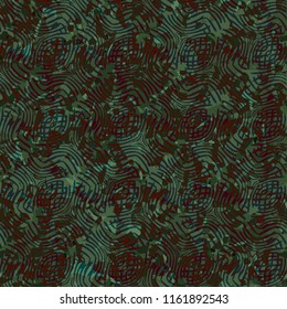 Seamless camouflage colors of the jungle with a dense network of curved lines.