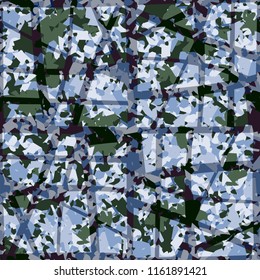 Seamless camouflage colors of the jungle with a network of lines of different thicknesses and different directions.