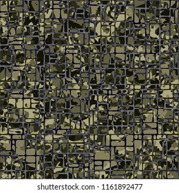 Seamless camouflage colors of the jungle with a network of small rectangles.