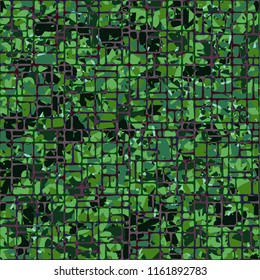 Seamless camouflage colors of the jungle with a network of small rectangles.