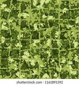 Seamless camouflage colors of the jungle with a superimposed network of sloppy quadrangles.