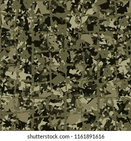 Seamless camouflage colors of the jungle with a superimposed network of sloppy quadrangles.