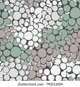 Seamless camouflage consisting of rounded spots. Six-colored texture resembling a scaly reptile.