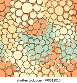 Seamless camouflage consisting of rounded spots. Six-colored texture resembling a scaly reptile.
