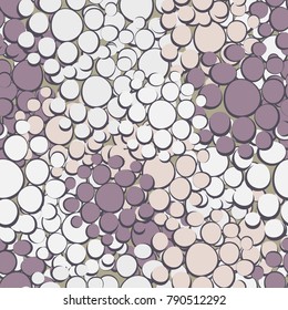 Seamless camouflage consisting of rounded spots. Six-colored texture resembling a scaly reptile.