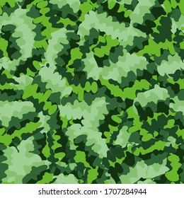 Seamless camouflage consisting of smooth wavy elements in green shades.