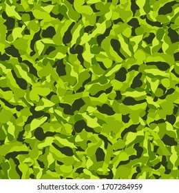 Seamless camouflage consisting of smooth wavy elements in green shades.