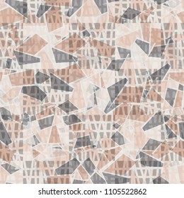 Seamless camouflage covered with a chess grid consisting of broken cells.