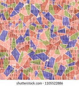 Seamless camouflage covered with a chess grid consisting of broken cells.