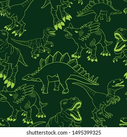 Seamless  Camouflage Dino Pattern,   Grunge Design For Boys And Girls