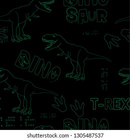 Seamless  camouflage Dino pattern, print for T-shirts, textiles, wrapping paper, web. Original design with t-rex, dinosaur.  grunge design for boys and girls