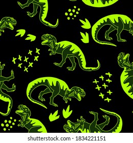 Seamless  camouflage Dino pattern, print for T-shirts, textiles, wrapping paper, web. Original design with t-rex, dinosaur.  grunge design for boys and girls