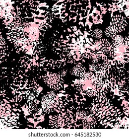 Seamless camouflage doodle pattern grunge texture.Trendy modern ink artistic design with authentic and unique scrapes, watercolor blotted background for a logo, cards, invitations, posters, banners.