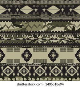 seamless camouflage and ethic  pattern