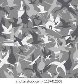 Seamless camouflage with flying birds