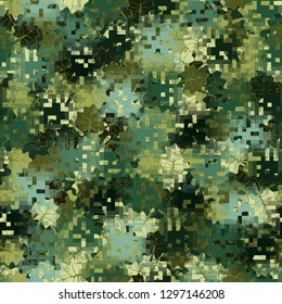 Seamless camouflage. The front layer is pixel.
Background made up of maple leaves. Easy to edit.