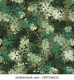 Seamless camouflage. The front layer is pixel.
Background made up of maple leaves. Easy to edit.