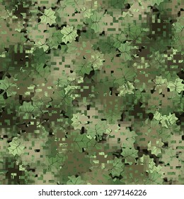 Seamless camouflage. The front layer is pixel.
Background made up of maple leaves. Easy to edit.