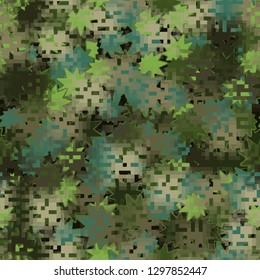 Seamless camouflage. The front layer is pixel.
Background made up of oblique multipath stars. Easy to edit.