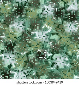 Seamless camouflage. The front layer is pixel.
The background consists of angular curves figures. Editable.