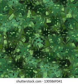 Seamless camouflage. The front layer is pixel.
The background consists of chaos of acute abstract elements. Editable.