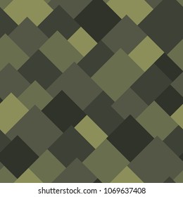 Seamless camouflage geometric pattern with square tiles. Abstract fashion military texture background. Stock vector illustration.
