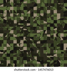 Seamless camouflage of green jungle colors. Broken pixels. Fashionable texture.