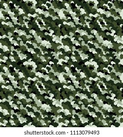 Seamless camouflage in Green pattern. Polygonal mosaic series for your design. Vector