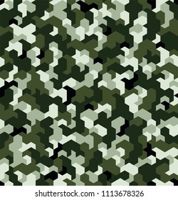 Seamless camouflage in Green pattern. Polygonal mosaic series for your design. Vector