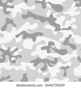 Camuflagem sem emenda padrão abstrato de meio-tom, Camuflagem militar repete projeto padrão para o fundo do Exército, impressão de roupas, tecidos, textura de camisa de esporte, papel de parede e papel de embalagem impressão