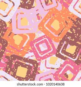 Seamless camouflage made of randomly scribbled colored rounded squares.