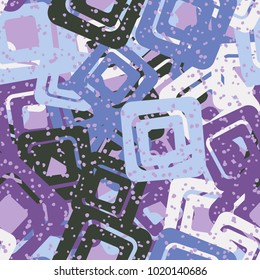 Seamless camouflage made of randomly scribbled colored rounded squares.