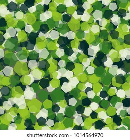 Seamless camouflage made of semi-transparent multicolored rounded pentagons.