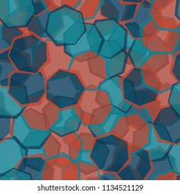 Seamless camouflage made up of translucent heptagons. Editable pattern. 
