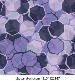 Seamless camouflage made up of translucent heptagons. Editable pattern. 