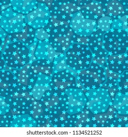Seamless camouflage made up of translucent heptagons. Editable pattern. Above the picture is a scattering of five-pointed stars.