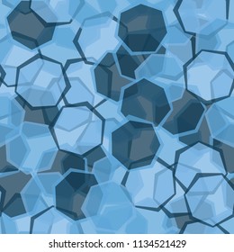 Seamless camouflage made up of translucent heptagons. Editable pattern. 