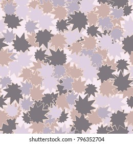 Seamless camouflage. Multibeam oblique stars like leaves are scattered chaotically across the field.