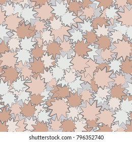 Seamless camouflage. Multibeam oblique stars like leaves are scattered chaotically across the field.