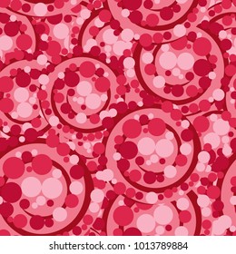 Seamless camouflage from multi-colored large spirals and small circles.