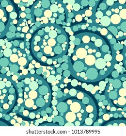Seamless camouflage from multi-colored large spirals and small circles.