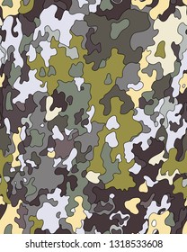 Seamless camouflage nature pattern. Plane tree texture. Textile composition, hand drawn style print. Vector illustration.