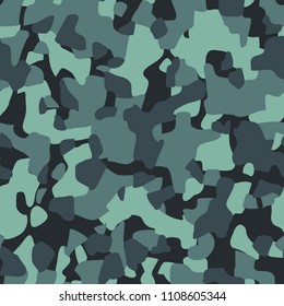 Seamless camouflage pattern. Abstract classic camo military texture background. Vector illustration.